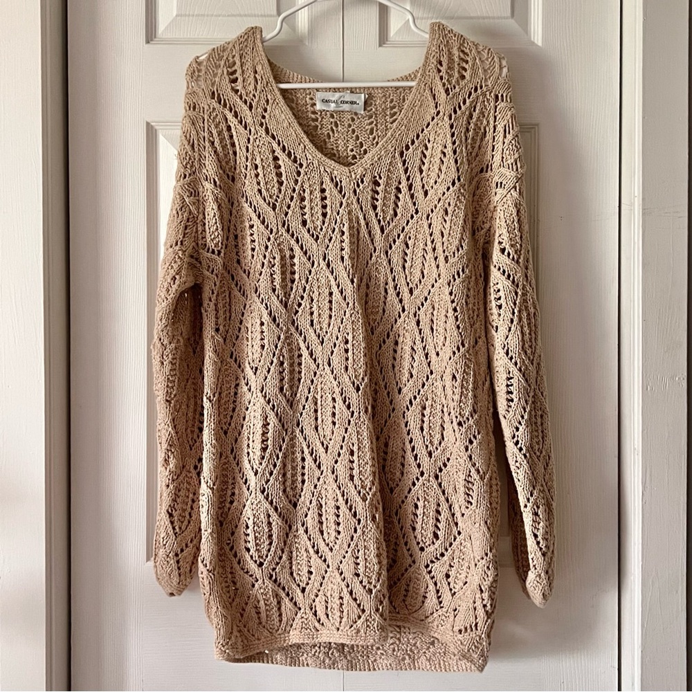 Casual Corner Oversized Open-Knit Sweater